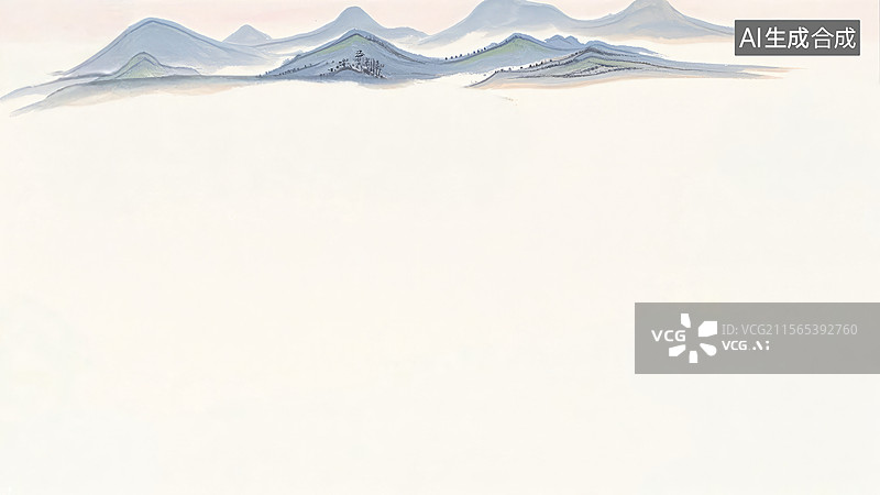 【AI数字艺术】水墨画居上1水墨风格的山峦景观图片素材