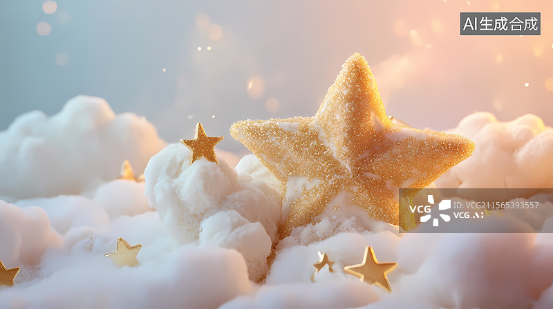 【AI数字艺术】金色星形甜点蛋糕图片素材
