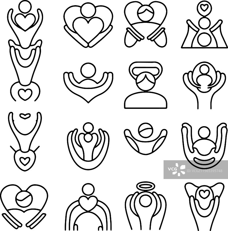 利他主义和仁慈标志图标套件合集图片素材