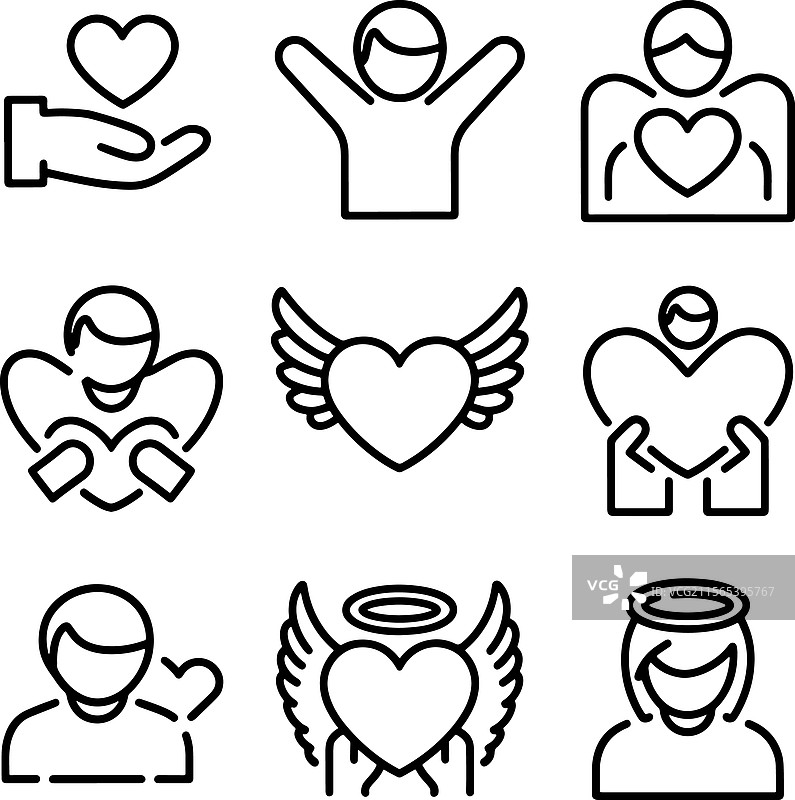 利他主义和仁慈标志图标套件合集图片素材