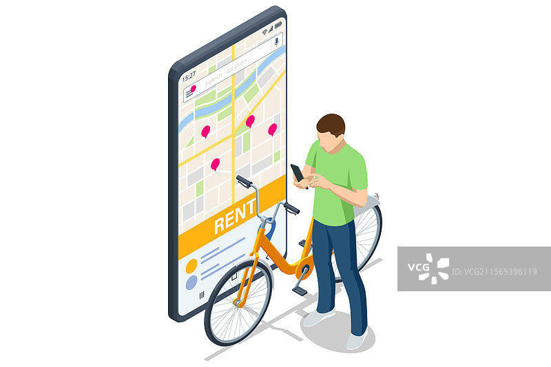 自行车租赁的等距视图图片素材