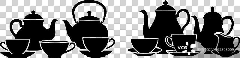 茶具剪影图标设计图片素材