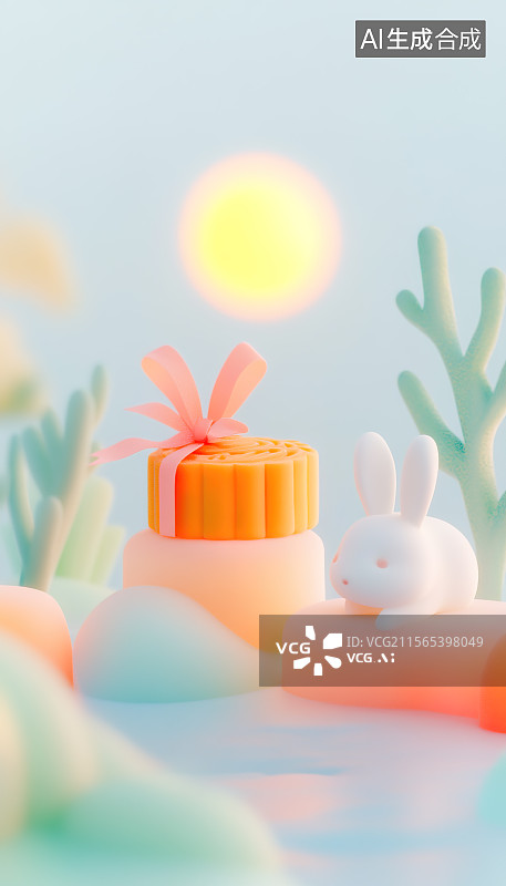 【AI数字艺术】中秋节兔子与礼物图片素材