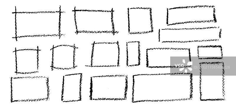 一组黑色粉笔手绘边框合集图片素材