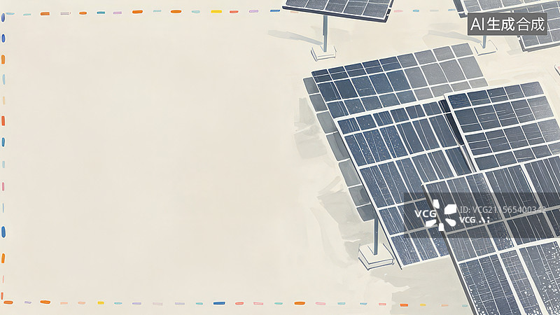 【AI数字艺术】水墨画居右1太阳能板排列在浅色背景上图片素材
