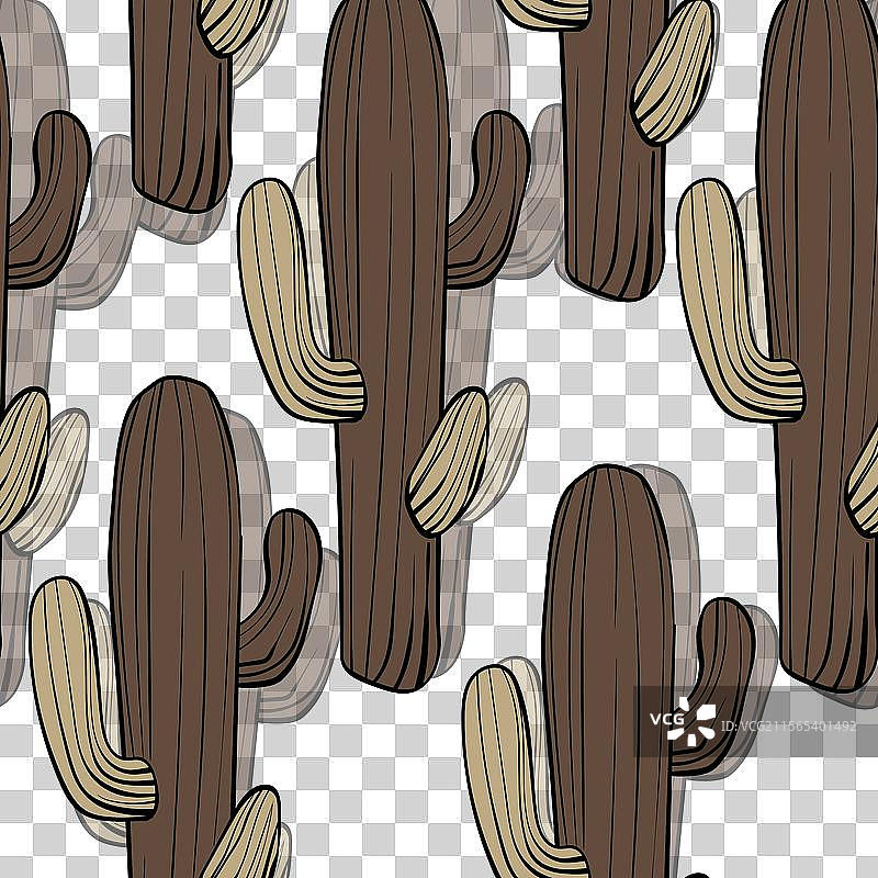 无缝图案，盛开的多肉植物仙人掌图片素材