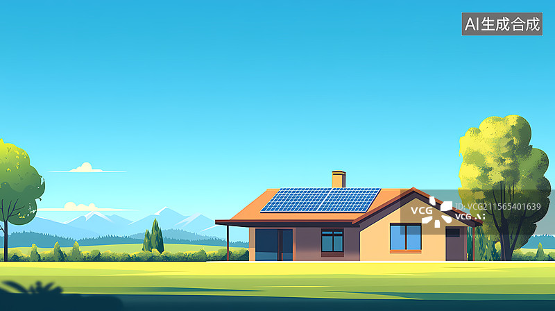 【AI数字艺术】现代郊区太阳能住宅图片素材