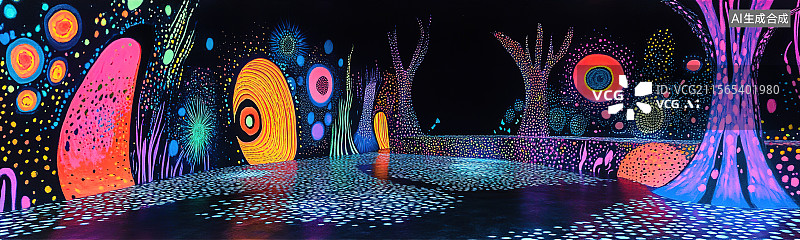 【AI数字艺术】迷幻的霓虹灯空间背景图片素材