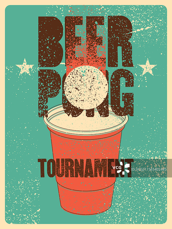 啤酒乒乓字母复古磨损风格海报图片素材