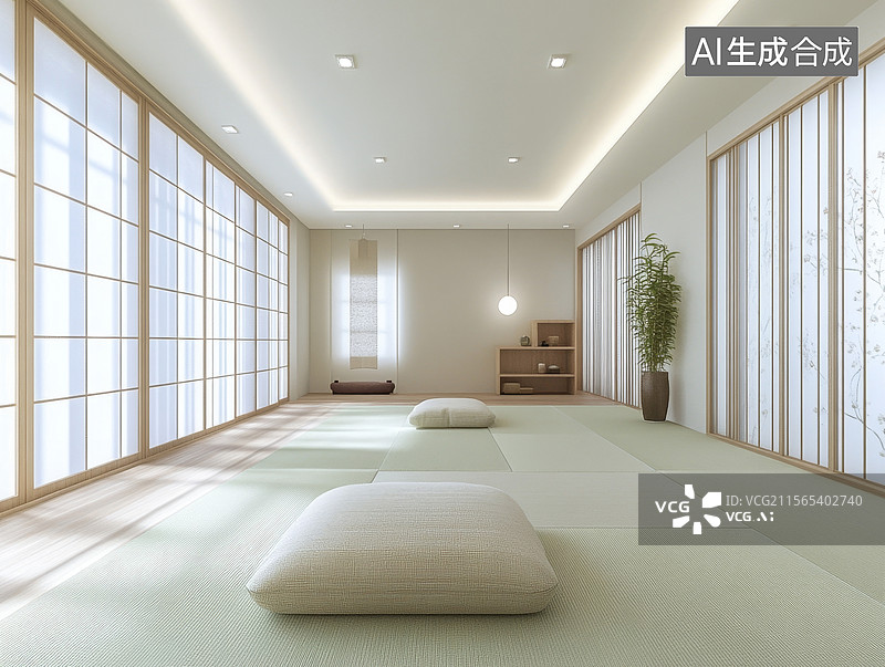 【AI数字艺术】日式简约风格客厅图片素材