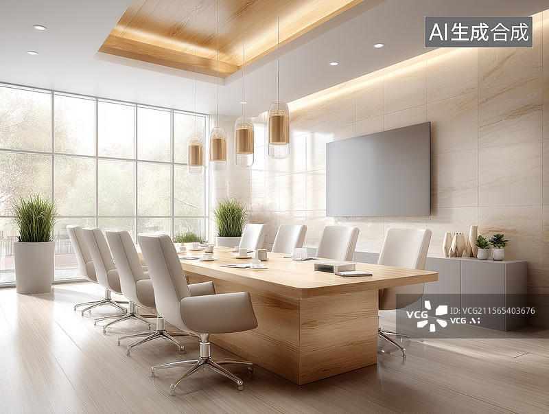【AI数字艺术】现代会议室内部图片素材