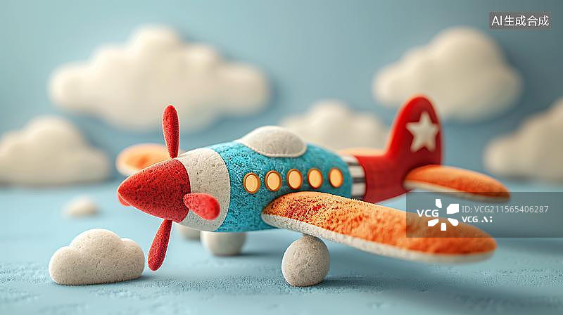 【AI数字艺术】卡通毛绒玩具飞机图片素材