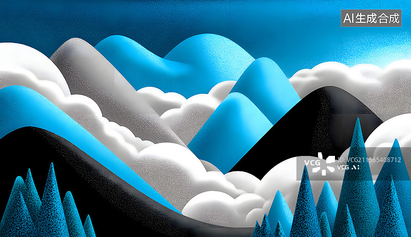 【AI数字艺术】中国风的唯美山水风景插画图片素材