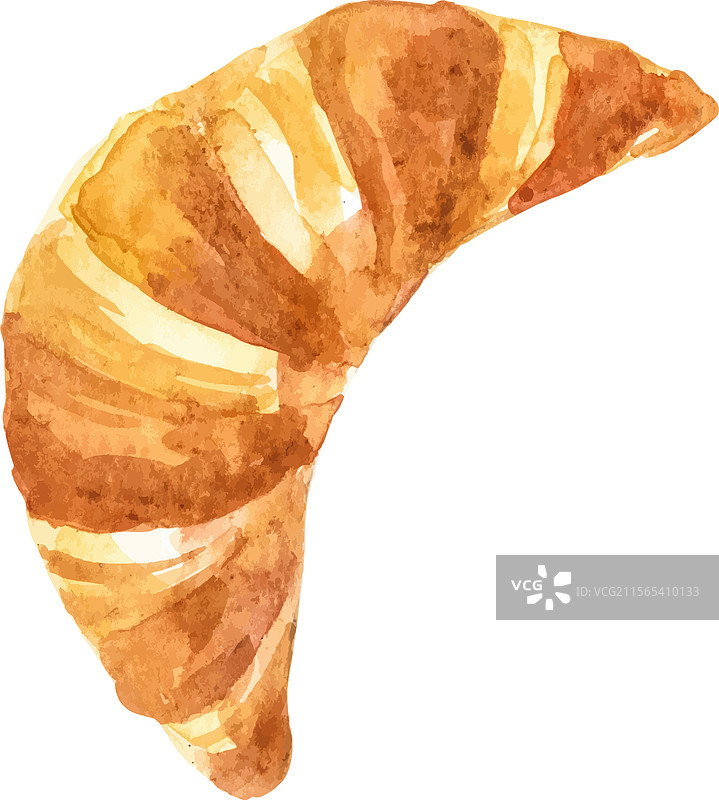 水彩画风格的手绘可颂面包设计图片素材