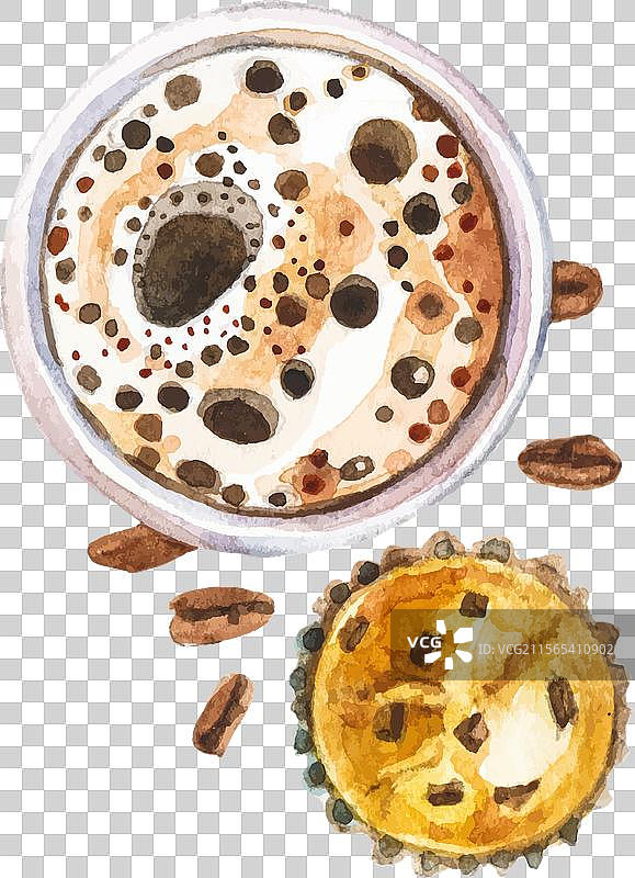 水彩画风格的手绘咖啡杯设计图片素材