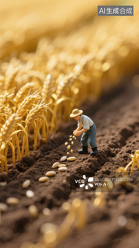 【AI数字艺术】农民在田间播种图片素材