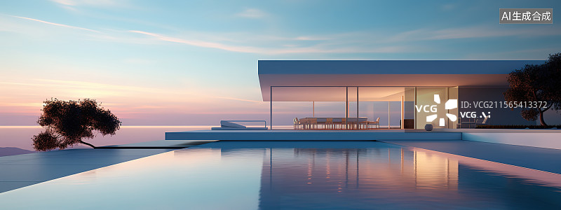 【AI数字艺术】别墅建筑图片素材