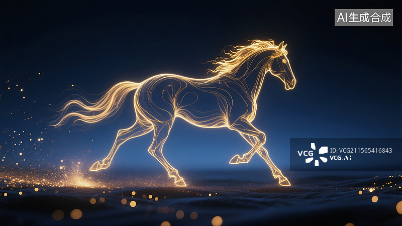 【AI数字艺术】抽象光线马图片素材