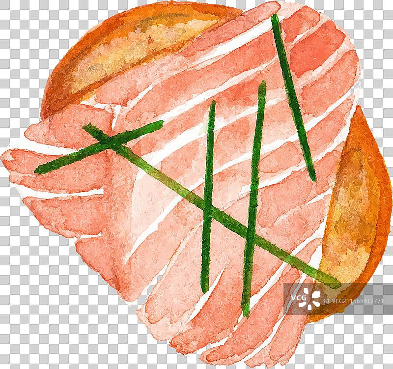 手绘水彩三文鱼意式开胃小菜图片素材