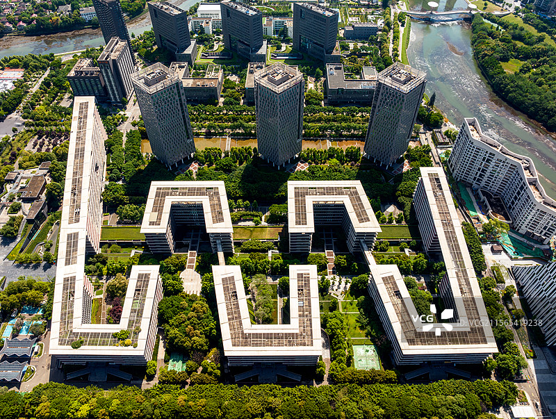 中国四川成都高新区天府软件园航拍图图片素材