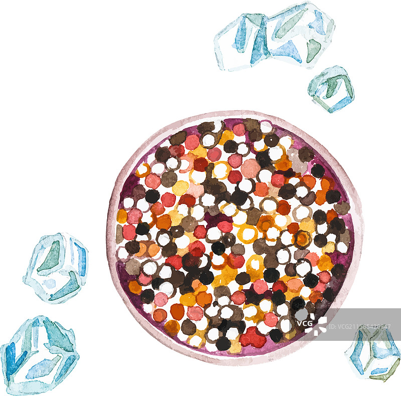 水彩画的鱼子酱手绘新鲜感图片素材