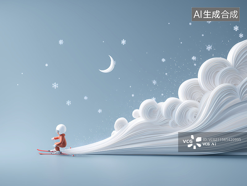 【AI数字艺术】3D卡通滑雪运动员图片素材