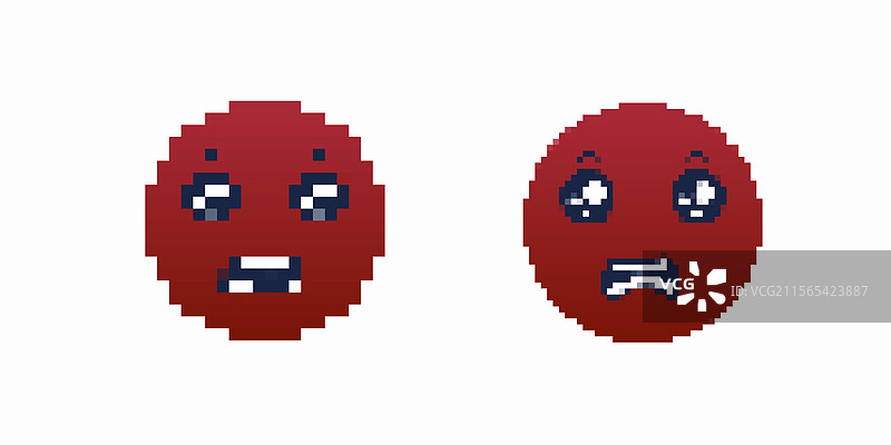 两个像素艺术面孔的数字化表情图片素材