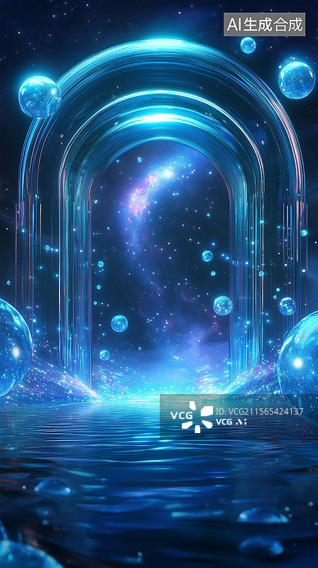 【AI数字艺术】梦幻的宇宙星河之门图片素材