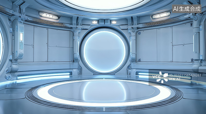 【AI数字艺术】未来主义圆形房间图片素材