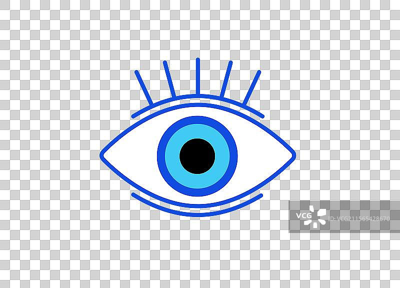 蓝色和黑色的眼睛图标，带有睫毛图片素材