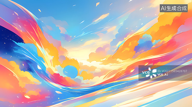 【AI数字艺术】梦幻的云朵和烟花背景图片素材