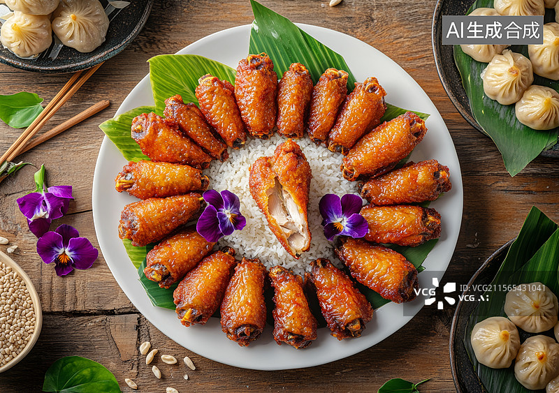 【AI数字艺术】美味烤鸡翅拼盘图片素材