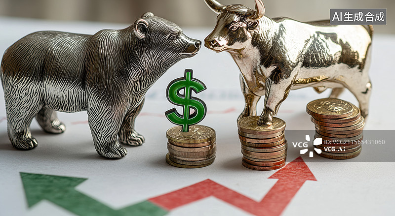 【AI数字艺术】牛市对决熊市图片素材
