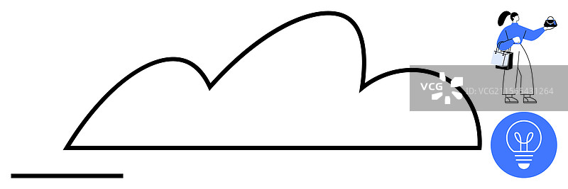 一个人伸手去触摸云数据存储的光芒图片素材