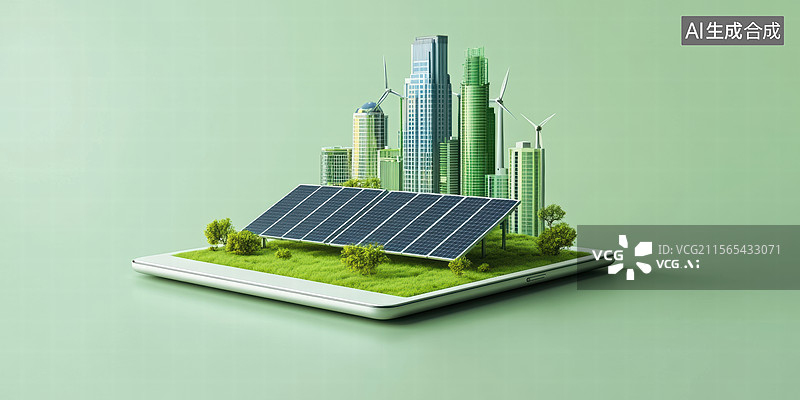 【AI数字艺术】绿色能源未来城市图片素材