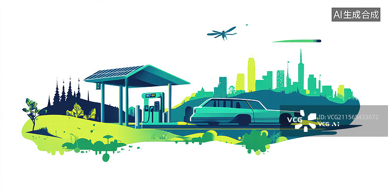 【AI数字艺术】未来城市郊外风景图片素材