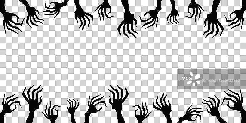 黑色爪子的手用于恐怖主题派对设计图片素材