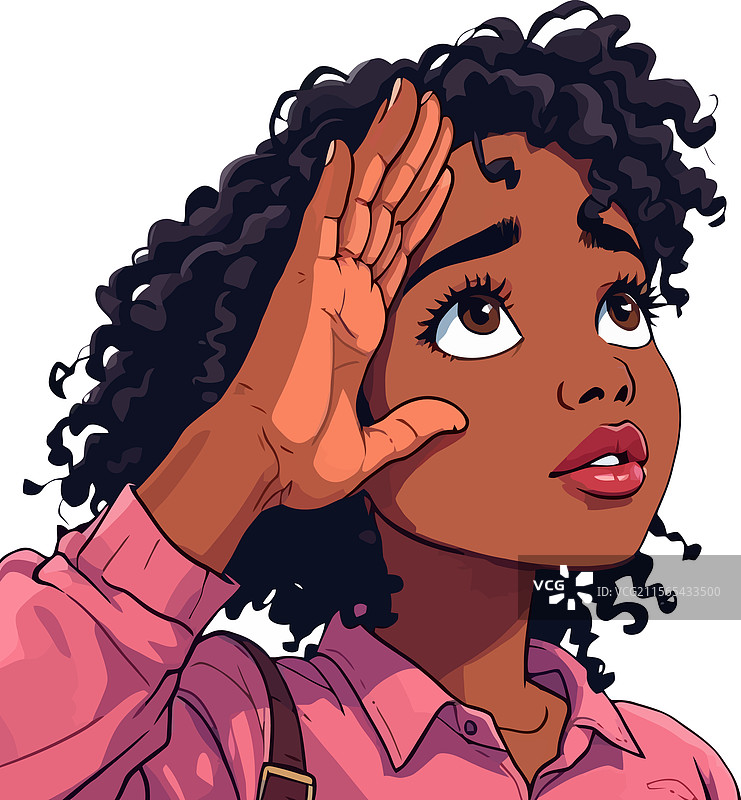 好奇的年轻女性在侦查并仰望天空图片素材