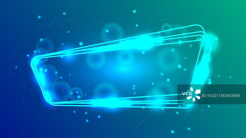 霓虹圆形边框，带有闪光效果和图片素材