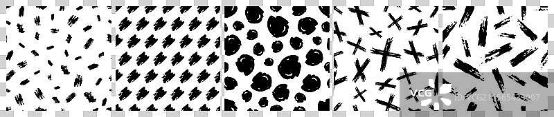 一组带有涂鸦痕迹的无缝图案图片素材