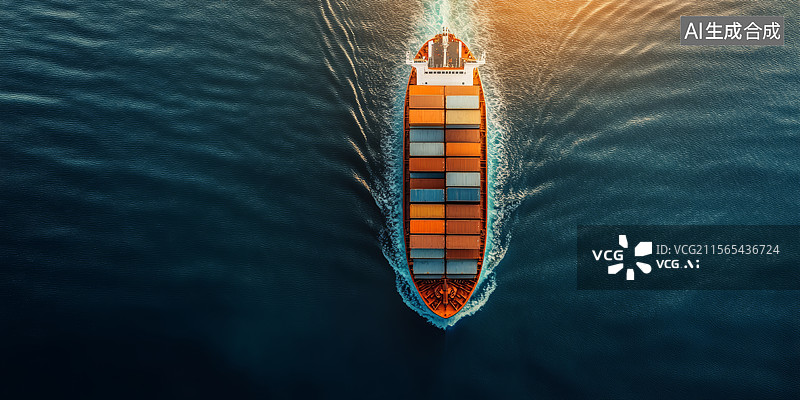 【AI数字艺术】海上货轮载多彩集装箱图片素材