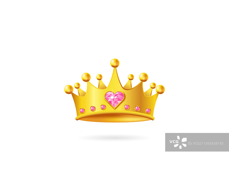 奢华的金冠，镶嵌宝石和心形装饰图片素材