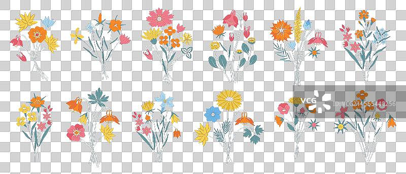 一大束色彩斑斓的多年生野花花束图片素材