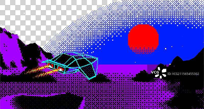 街机飞船飞向蓝色的太阳图片素材