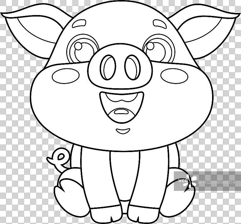 轮廓可爱的婴儿猪卡通角色图片素材