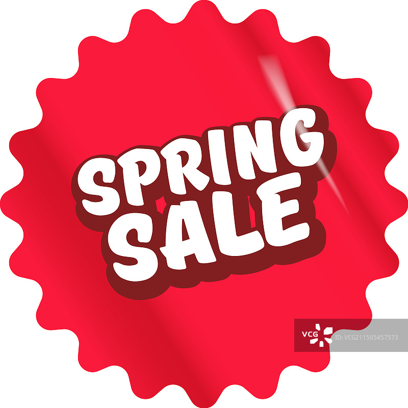春季促销圆形红色贴纸，孤立在白色背景上图片素材