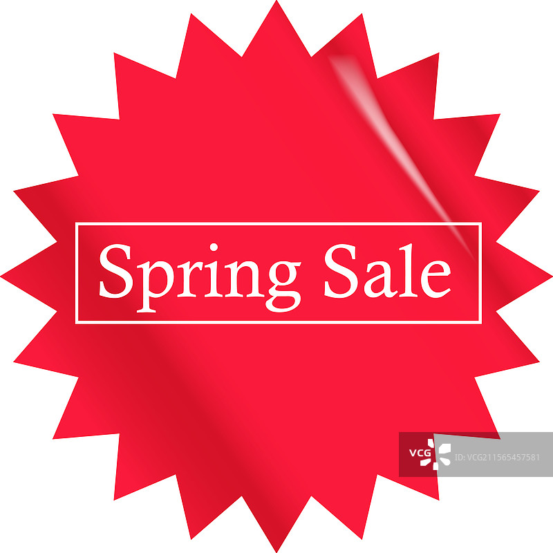 春季促销圆形红色贴纸，孤立在白色背景上图片素材