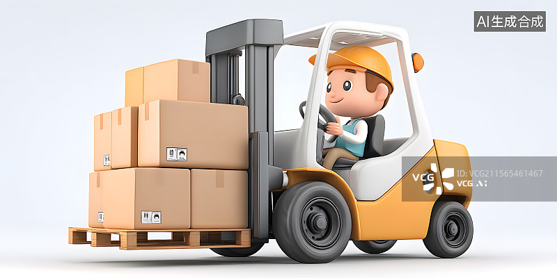 【AI数字艺术】叉车运货插画图片素材