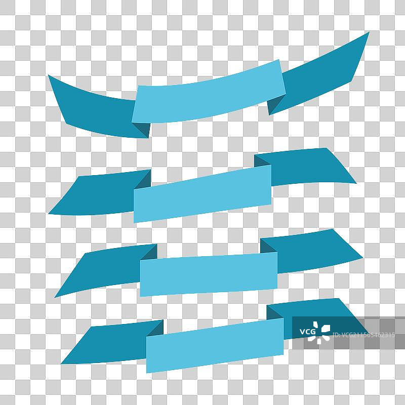 一组蓝色平带，孤立在白色背景上图片素材