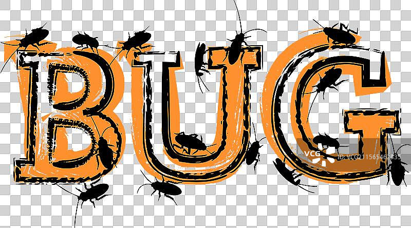 充满虫子和蟑螂的虫子字样图片素材